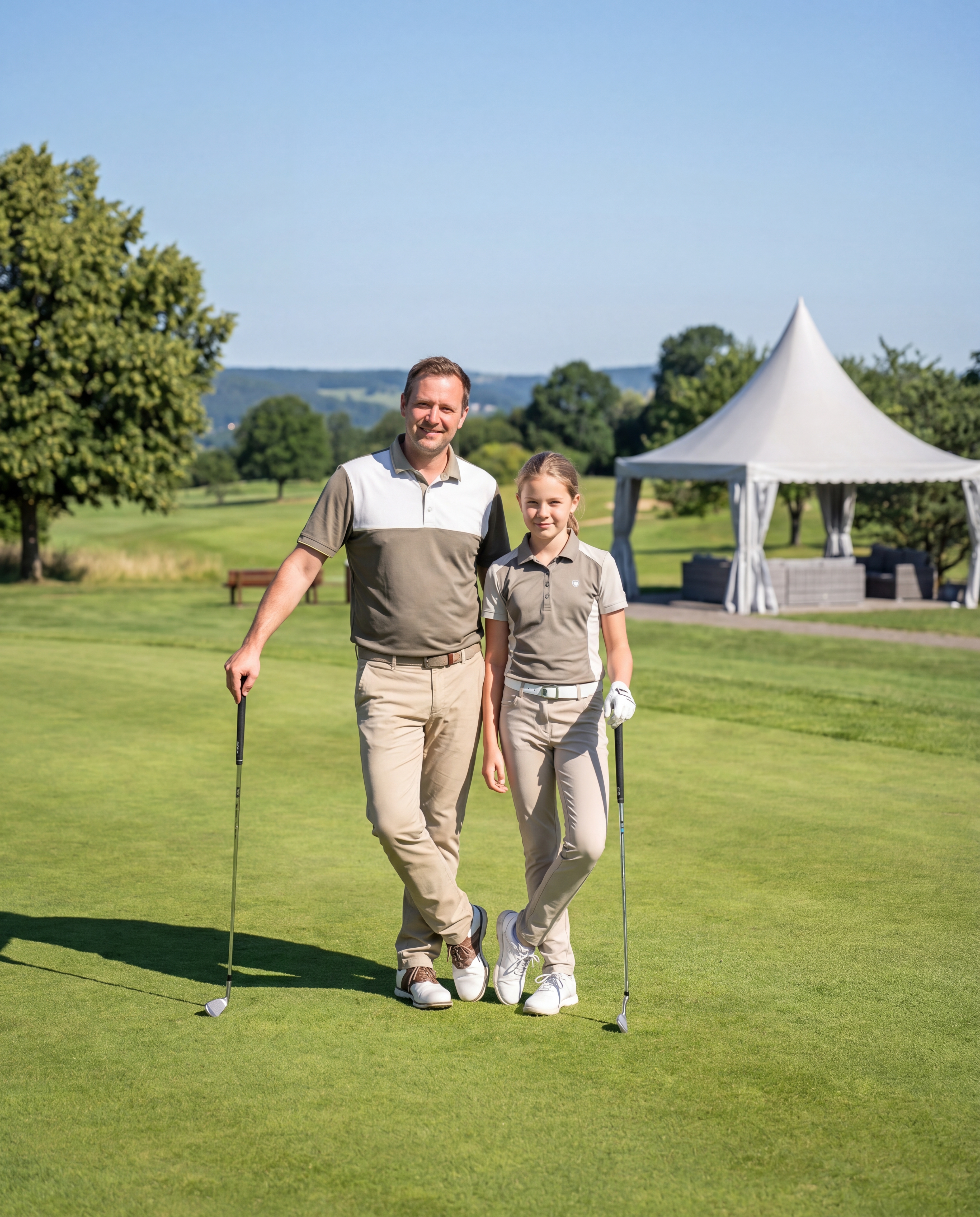 Familie auf dem Golfplatz